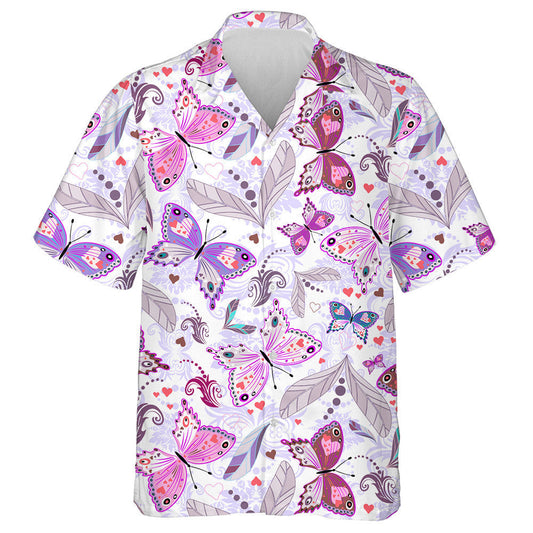 Hand Drawn Valentine With Hearts And Butterflies Hawaiian Shirt, Hawaiian Shirt Gift, Christmas Gift