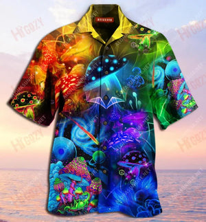 Amazing Magic Mushroom Short Sleeve Shirt Summer Aloha Shirt Tactical Hawaiian Shirt Hawaiian Shirts For Men, Hawaiian Shirt Gift, Christmas Gift