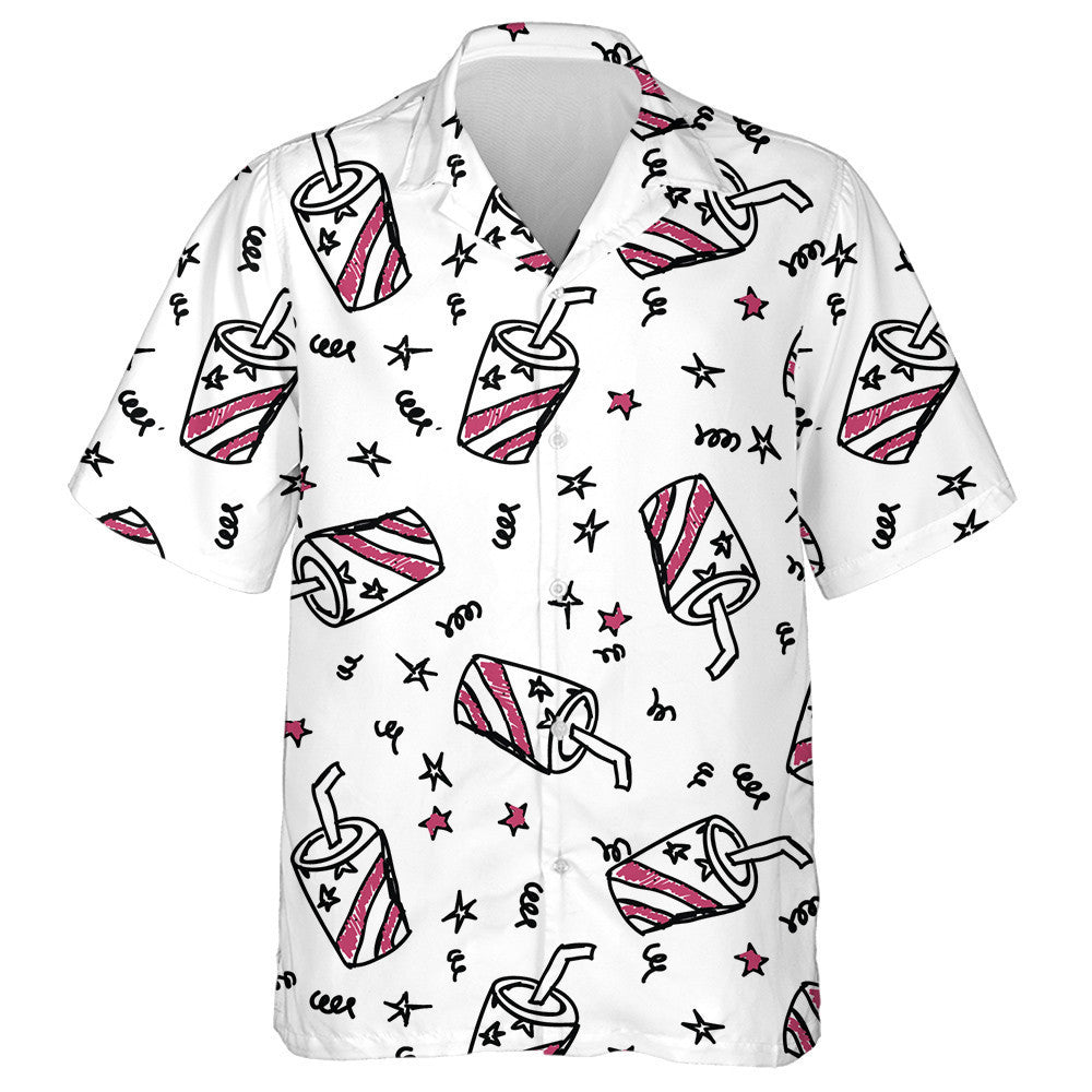 Doodle Beverages And Stars For The Independence Day Hawaiian Shirt, Hawaiian Shirt Gift, Christmas Gift