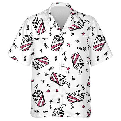 Doodle Beverages And Stars For The Independence Day Hawaiian Shirt, Hawaiian Shirt Gift, Christmas Gift