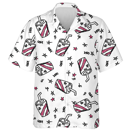 Doodle Beverages And Stars For The Independence Day Hawaiian Shirt, Hawaiian Shirt Gift, Christmas Gift