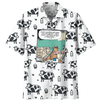 Comic Cow Watercolor Design Hawaiian Shirt,Hawaiian Shirt Gift, Christmas Gift