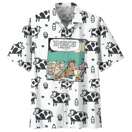 Comic Cow Watercolor Design Hawaiian Shirt,Hawaiian Shirt Gift, Christmas Gift