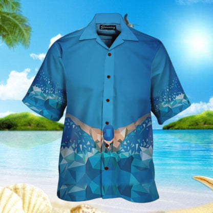 Swimming On Blue Crazy Ornamental Hawaiian Shirt And Shorts, Hawaiian Shirt Gift, Christmas Gift