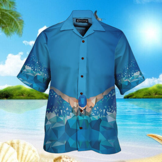 Swimming On Blue Crazy Ornamental Hawaiian Shirt And Shorts, Hawaiian Shirt Gift, Christmas Gift