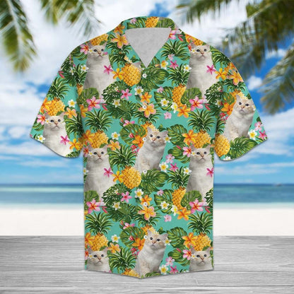 Birman Tropical Pineapple With Flowers Hawaiian Shirt, Hawaiian For Gift