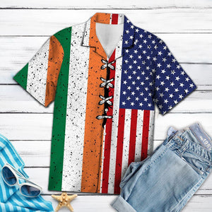 Awesome Irish And Usa Flag Pattern Hawaiian Shirt, Hawaiian For Gift