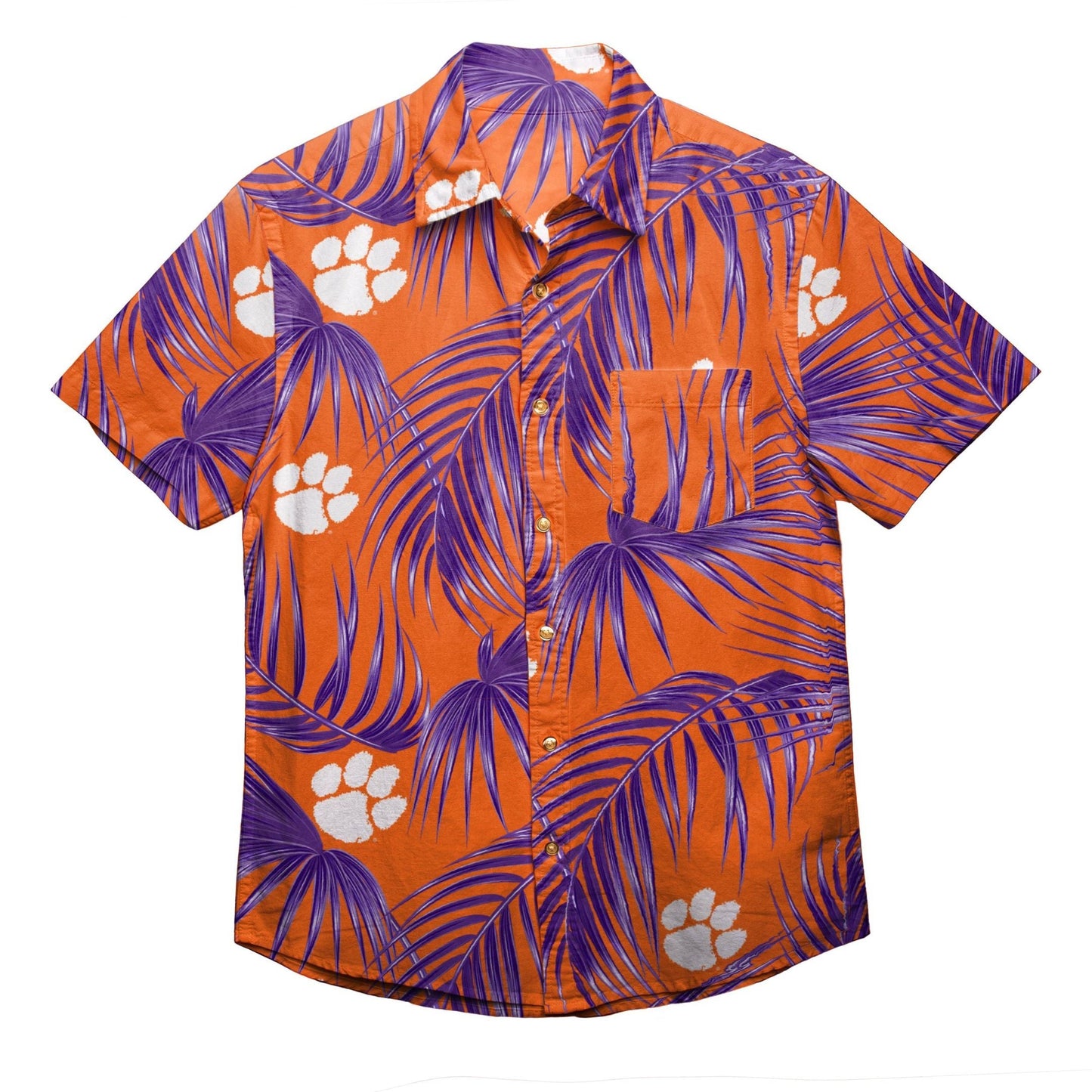 Clemson Tigers Ncaa Mens Hawaiian Aloha Button Up Shirt Hawaiian Shorts Beach Short Sleeve_Hawaiian Shirt Gift, Christmas Gift