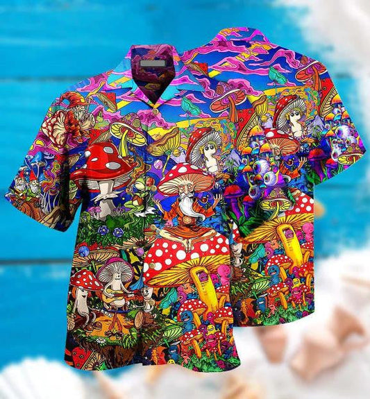 Hippie Mushroom Happy Together Impressive Design Hawaiian Shirt,Hawaiian Shirt Gift, Christmas Gift
