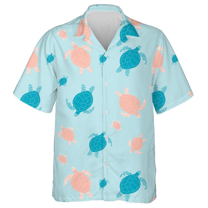 Cartoon Sea Pink Turtles In The Ocean Hawaiian Shirt, Hawaiian Shirt Gift, Christmas Gift