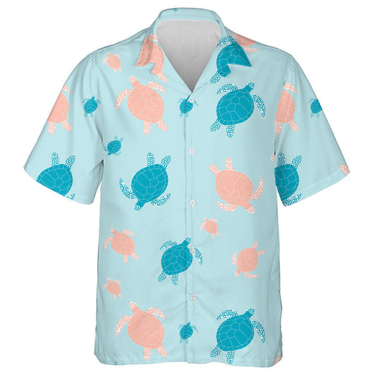 Cartoon Sea Pink Turtles In The Ocean Hawaiian Shirt, Hawaiian Shirt Gift, Christmas Gift