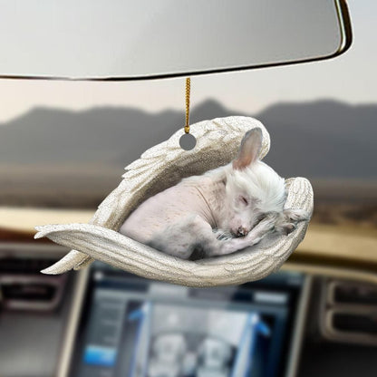 Madra Crested Síneach Ornáid Aingeal Codlata, Bronntanas Nollag, Maisiú Nollag