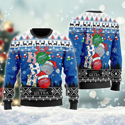 Michelob ULTRA Ho Ho Ho geansaí gránna Nollag, geansaí gránna Nollag, bronntanas Nollag, bronntanas Nollag 2022