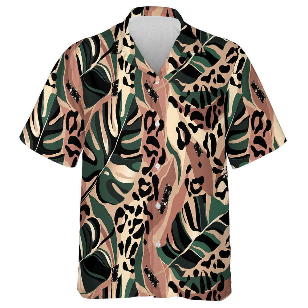 Modern Exotic Floral With Leopard Skin Hawaiian Shirt,Hawaiian Shirt Gift, Christmas Gift