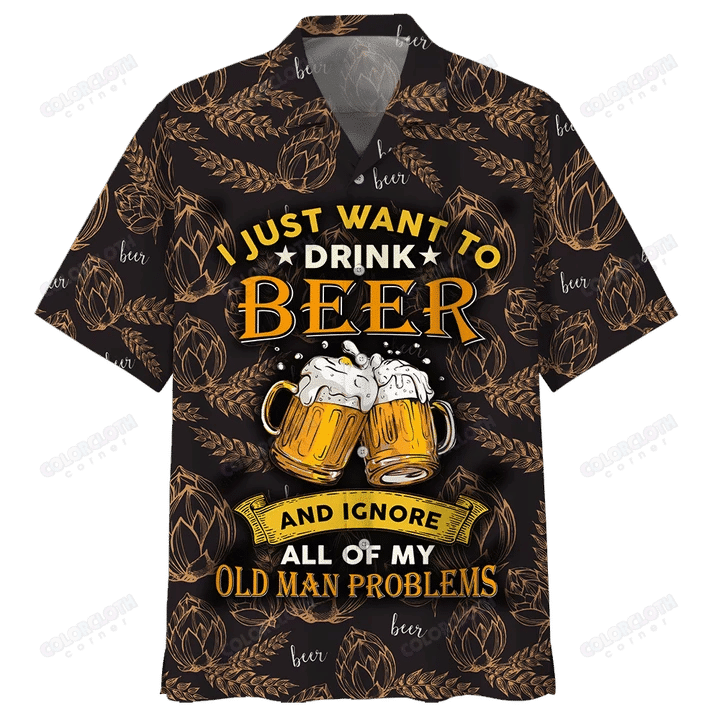 Drink Beer Watercolor Design Hawaiian Shirt,Hawaiian Shirt Gift, Christmas Gift