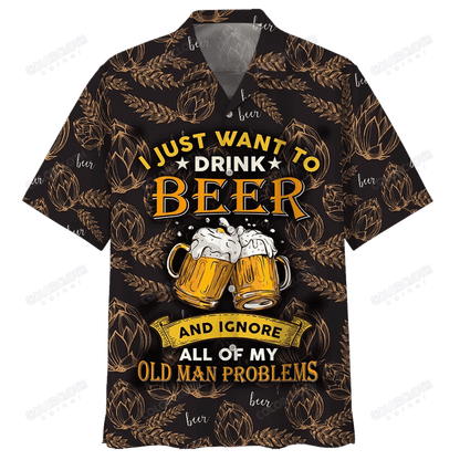 Drink Beer Watercolor Design Hawaiian Shirt,Hawaiian Shirt Gift, Christmas Gift