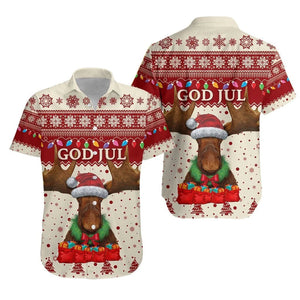 Sweden Christmas Hawaiian Shirt Moose God Jul Design, Christmas Gift