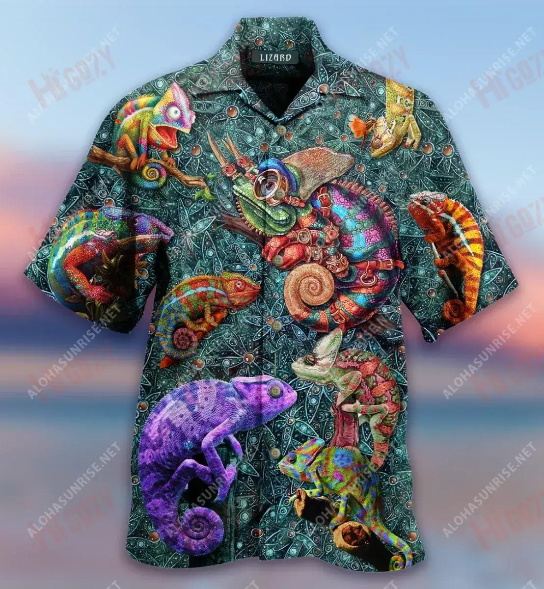 Is breá liom Lizards Freakin, Ceart go leor Léine Haváís Caitheamh aimsire Gearr Muinchille Oirbheartaíochta Haváis Patrún Léine Haváís, Bronntanas Léine Haváís, Bronntanas Nollag