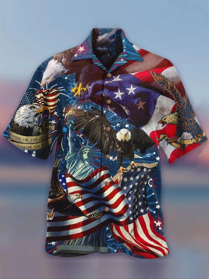 Powerful Falg USA Crazy Ornamental Hawaiian Shirt,Hawaiian Shirt Gift, Christmas Gift