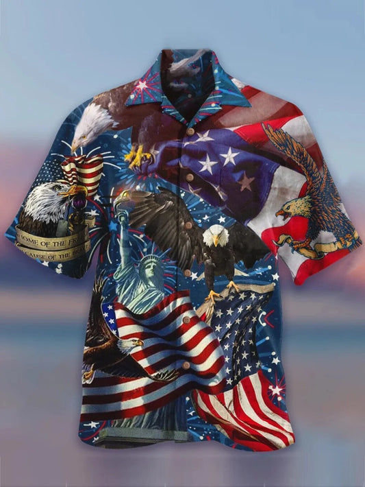 Powerful Falg USA Crazy Ornamental Hawaiian Shirt,Hawaiian Shirt Gift, Christmas Gift