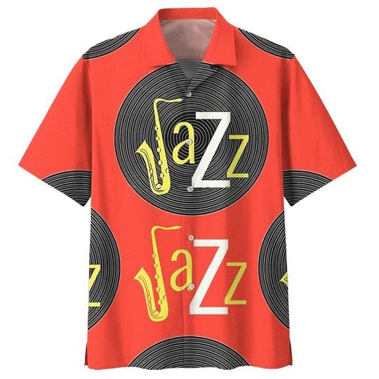 Red Saxophone Background Design Hawaiian Shirt,Hawaiian Shirt Gift, Christmas Gift