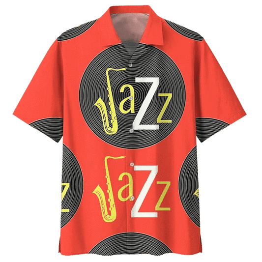 Red Saxophone Background Design Hawaiian Shirt,Hawaiian Shirt Gift, Christmas Gift