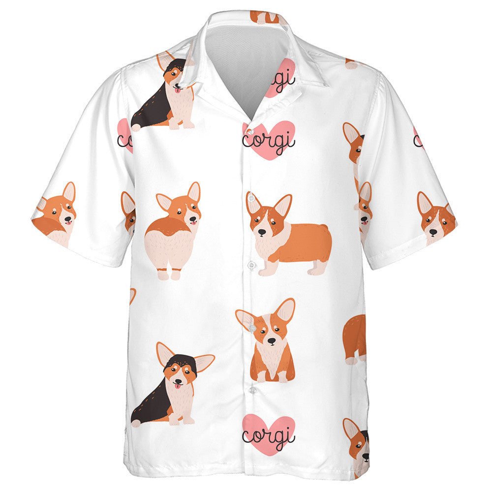 Funny Welsh Corgi Dog On White Background Hawaiian Shirt, Hawaiian Shirt Gift, Christmas Gift