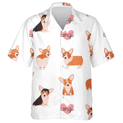 Funny Welsh Corgi Dog On White Background Hawaiian Shirt, Hawaiian Shirt Gift, Christmas Gift