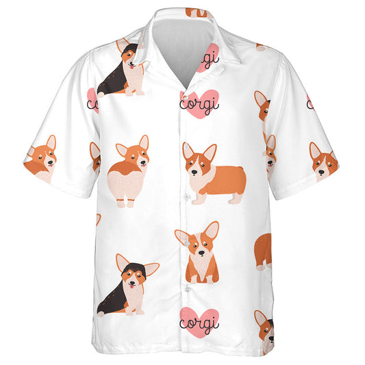 Funny Welsh Corgi Dog On White Background Hawaiian Shirt, Hawaiian Shirt Gift, Christmas Gift