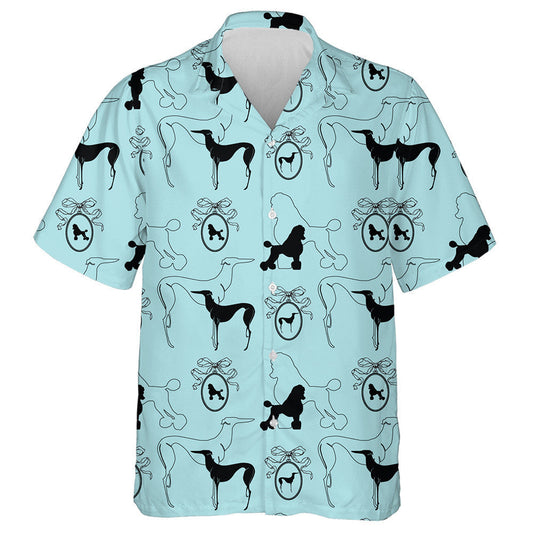 Elegant Blue Background With Dogs And Love Hawaiian Shirt, Hawaiian Shirt Gift, Christmas Gift