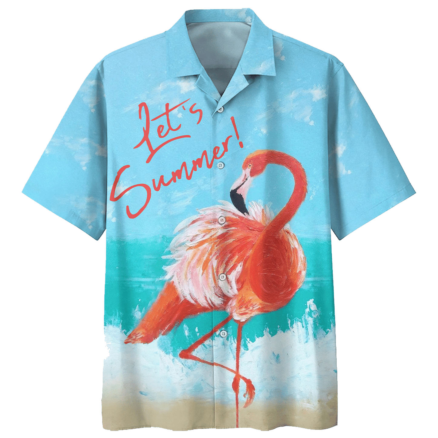 Red Flamingo Feathers On Beach Design Hawaiian Shirt,Hawaiian Shirt Gift, Christmas Gift
