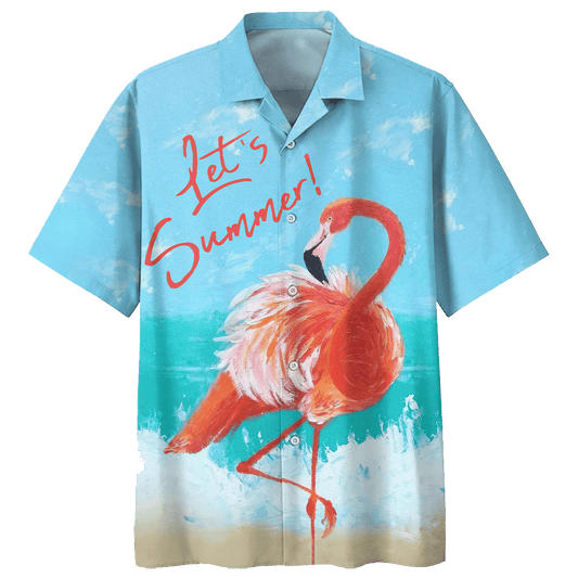 Red Flamingo Feathers On Beach Design Hawaiian Shirt,Hawaiian Shirt Gift, Christmas Gift
