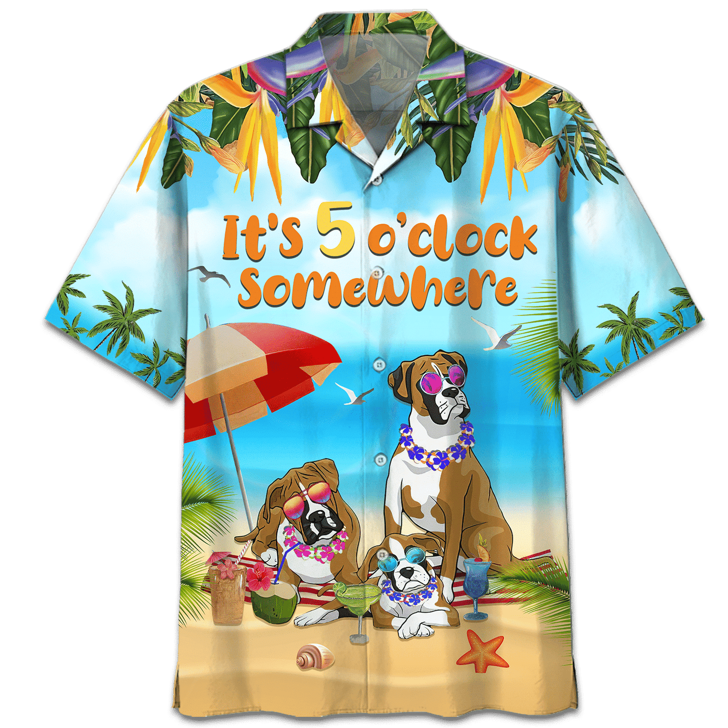 Boxer Dog On The Beach Pattern Hawaiian Shirt, Hawaiian For Gift
