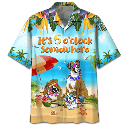 Boxer Dog On The Beach Pattern Hawaiian Shirt, Hawaiian For Gift