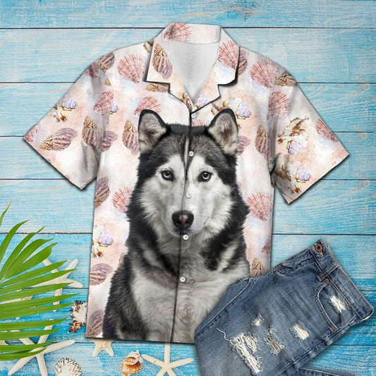 Sceallóga Léine Aloha Agus Gleoite Sibéire Husky Haváianach Aloha Shirt Shorts Haváís Trá Muinchille Gearr, Bronntanas Léine Haváís, Bronntanas Nollag