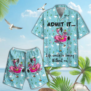 Admit It Flamingo Pattern Design Hawaiian Shirt, Hawaiian Shirt Gift, Christmas Gift