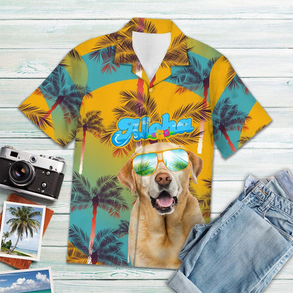 Labrador Retriever Aloha Palm Trees Pattern Hawaiian Shirt,Hawaiian Shirt Gift, Christmas Gift
