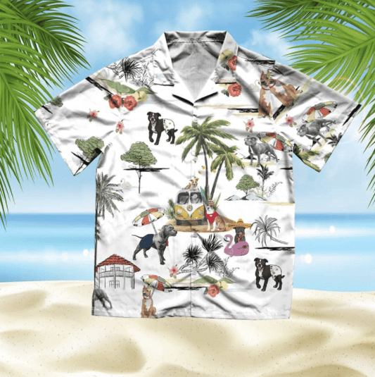 Stíl Trá Bhrocaire Meiriceánach Staffordshire Léine Haváí Ornáideach, Bronntanas Léine Haváís, Bronntanas Nollag