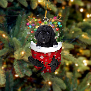 Black Goldendoodle In Snow Pocket Christmas Ornament Flat Acrylic Dog Ornament, Christmas Shape Ornament, Happy Christmas Ornament, Christmas Ornament Gift, Christmas Gift, Christmas Decoration