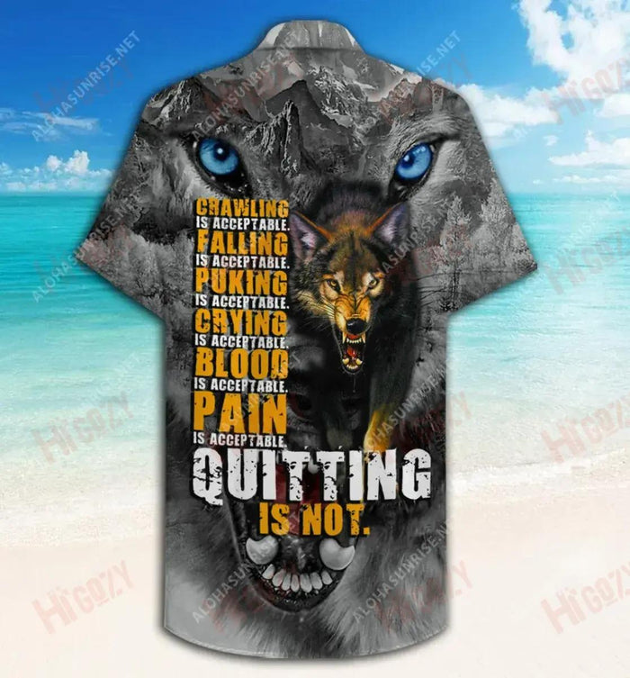 Wolf Quitting Is Not Unisex Short Sleeve Shirt Vacation Hawaiian T Shirts Hawaiian Crazy Shirts Hawaiian Shirts For Men, Hawaiian Shirt Gift, Christmas Gift