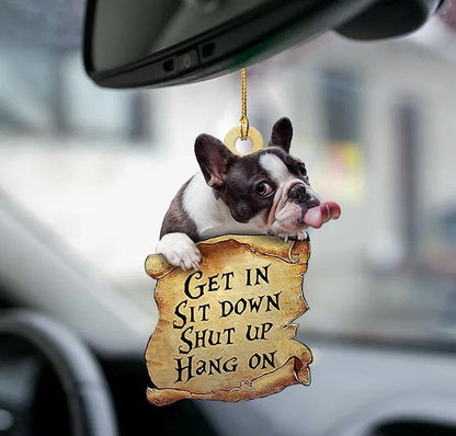 French bulldog get in two sided ornament, Christmas Decoration