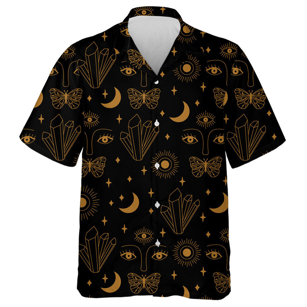 Hand Drawn Crysta Eyes Butterfly And Moon Hawaiian Shirt, Hawaiian Shirt Gift, Christmas Gift