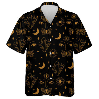 Hand Drawn Crysta Eyes Butterfly And Moon Hawaiian Shirt, Hawaiian Shirt Gift, Christmas Gift