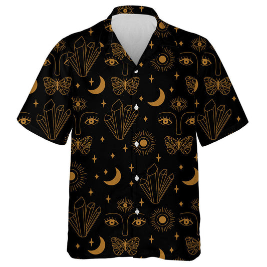 Hand Drawn Crysta Eyes Butterfly And Moon Hawaiian Shirt, Hawaiian Shirt Gift, Christmas Gift