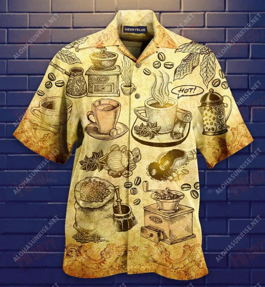 Cuidíonn Life Happen Coffee Caife Unisex Léine Haváís Laethanta Saoire Gearr Muinchille Oirbheartaíochta Léinte Haváís Léinte haváíais do Mhná, Bronntanas Léine Haváís, Bronntanas Nollag