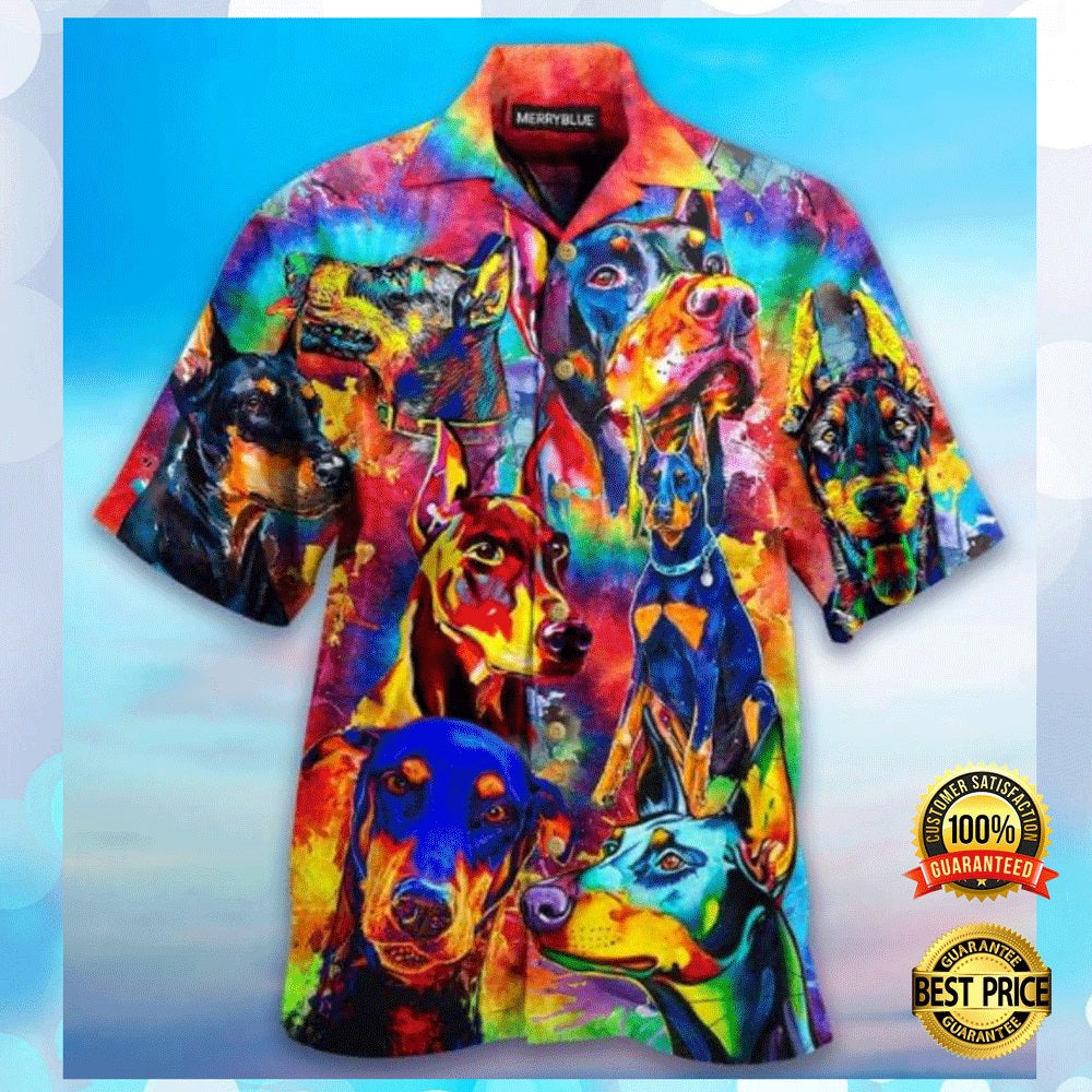 Colorful Doberman Pinscher Hawaiian Shirt, Hwaiian For Gift