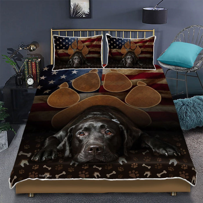 Black Labrador Dog Paw Quilt Bedding Set Bedroom Set Bedlinen 3D,Bedding Christmas Gift,Bedding Set Christmas