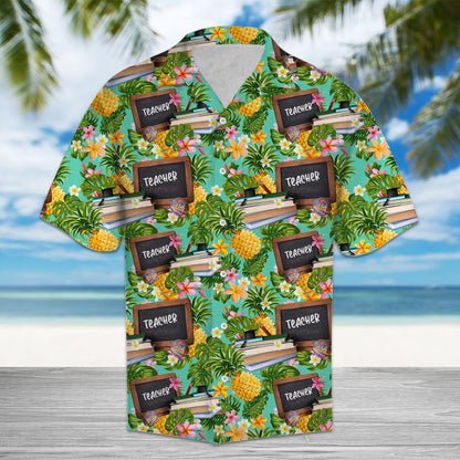 Tropical Pineapple Teacher Board Pattern Hawaiian Shirt,Hawaiian Shirt Gift, Christmas Gift