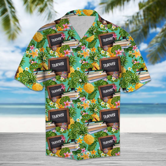 Tropical Pineapple Teacher Board Pattern Hawaiian Shirt,Hawaiian Shirt Gift, Christmas Gift