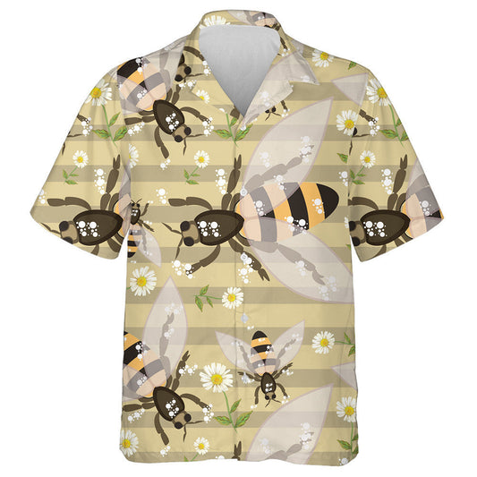Natural Summer Bee Design With Chamomile Flowers Hawaiian Shirt, Hawaiian Shirt Gift, Christmas Gift